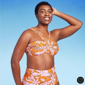 Kona Sol Tropical Print Bralette Bikini Top D/DD